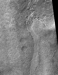 Frento Vallis, as seen by HiRISE.  Click on image to see better view of Dust Devil Tracks.