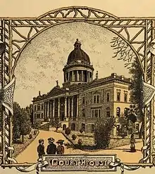 An early drawing of the old 1885 Fresno County Courthouse