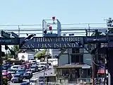 Cars at the entrance to the ferry terminal