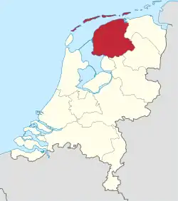 Location of Friesland in the Netherlands