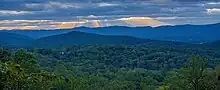 Front Royal, VA with the Blue Ridge Mountains in the background