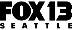 The Fox network logo next to a black numeral 13 in a sans serif typeface. On a line below, the word "Seattle" in another sans serif, width-justified.