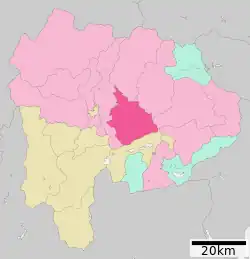 Location of Fuefuki in Yamanashi Prefecture