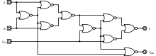 Schematic of full adder implemented with nine NOR gates.