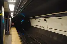 End of the platform at the Fulton Street station of the Eighth Avenue Line