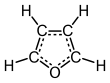 Full structural formula of furan