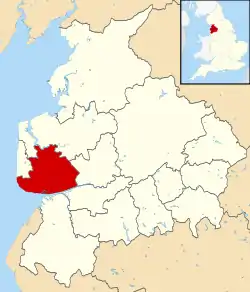 Shown within Lancashire and England