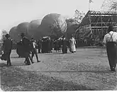 Balloons and grandstand.