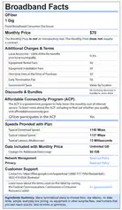 GFiber FCC Broadband Label