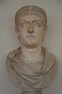 Portrait head of Valentinian or Valens on a modern bust.