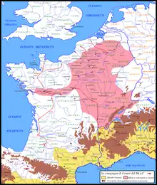 Map of Europe, centered on France. Compared to the prior year, new conquered territory includes a long finger towards the Atlantic and most of Northeast France.