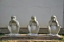 Representation of Gandhi's smaller statue of the three wise monkeys