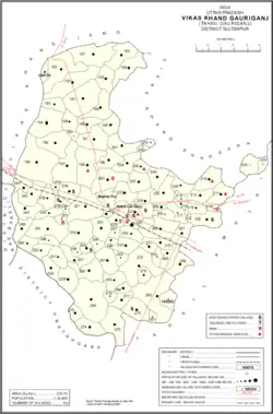 Map showing Lugri (#252) in Gauriganj CD block