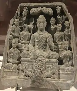 The Buddha's first sermon at Sarnath. Gandhara