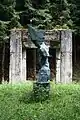 Eckerwald Memorial Site: bronze statue of the artist Siegfried Haas with the inscription: Macht ist Ohnmacht ("power is insensibility"). Deployed in summer 2004.