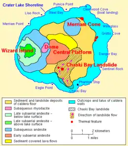 Geologic map of Wizard Island and the lake floor