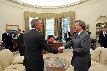 Image 14Prime Minister of Iceland Davíð Oddsson with United States President George W. Bush in 2004. (from History of Iceland)