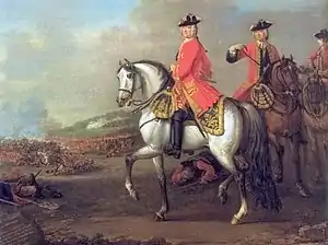 King George II at the Battle of Dettingen in 1743, by John Wootton. It remains the last time a British monarch personally led his troops into battle.