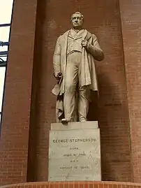 Statue of George Stephenson, now at the National Railway Museum, York, pictured in 2008