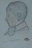 Profile of a young boy, colored drawing (1911)