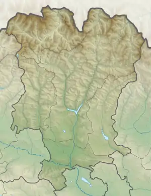 Map showing the location of Truso Travertines Natural Monument