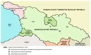 Map of the Georgian & Abkhazian Socialist Soviet Republics in 1922-1931