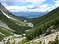 Athabasca River Valley seen from the Geraldine Lakes