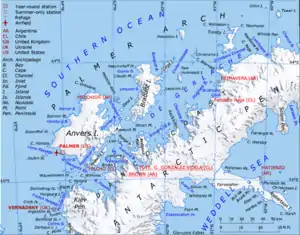 Map of Gerlache Strait and Palmer Archipelago