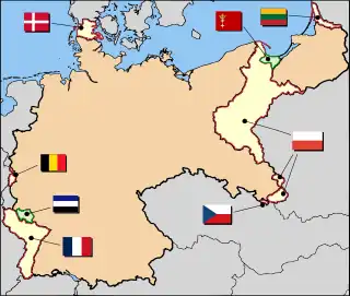 Image 26Germany after Versailles----  Administered by the League of Nations  Annexed or transferred to neighbouring countries by the treaty or later by plebiscites and League of Nation actions  Weimar Germany (from Causes of World War II)