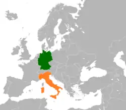 Map indicating locations of Germany and Italy