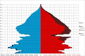 Population pyramid in 1950