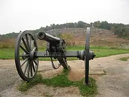 Photo shows a 10-pounder Parrott rifle, looking from the muzzle.