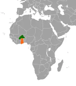 Map indicating locations of Burkina Faso and Ghana