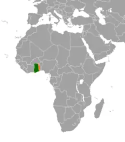 Map indicating locations of Ghana and Togo