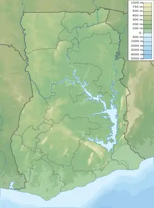 Location of Lake Bosumtwi in Ghana.