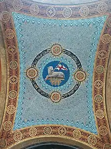 The mosaic of the vault of the Gianzana family grave representing a lamb holding a flag