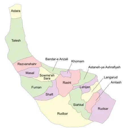 Counties of Gilan Province