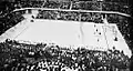 A basketball game in Gill Coliseum, circa 1956