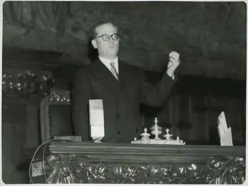 Giovanni Gronchi as President of the Chamber of Deputies in 1948