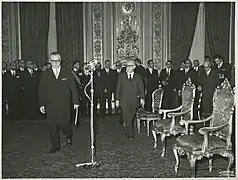 Leone arrives at the Quirinal Palace for the swearing in ceremony