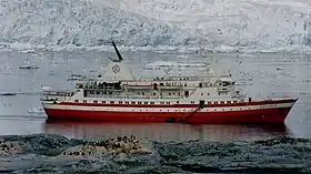 Image 107MS Explorer in Antarctica in January 1999. She sank on 23 November 2007 after hitting an iceberg. (from Southern Ocean)