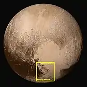 Pluto – Hillary Montes and Tenzing Montes(context; 14 July 2015)