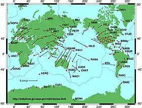 Image 3Global plate tectonic movement using GPS (from Geodesy)