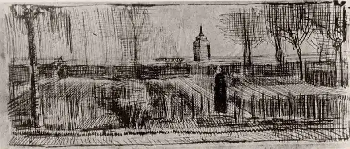 Parsonage Garden, April 1884, small drawing sent to Anthon van Rappard, private collection (F1188)