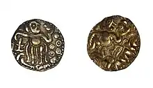 Gold coin of Raja Raja Chola I, 985–1014 CE.