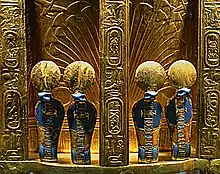 Image 32The reverse side of the throne of Pharaoh Tutankhamun with four golden uraeus cobra figures. Gold with lapis lazuli; Valley of the Kings, Thebes (1347–37 BCE). (from Snake)