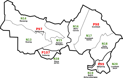 Gombak, Selangor Parliament and State Assembly Electoral Districts