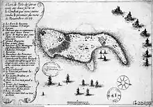 Image 20« Plan de l'isle de Gorée avec ses deux forts et le combat que nous avons rendu le premier du mois de novembre 1677 » (from History of Senegal)