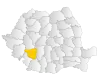 Map of Romania highlighting Gorj County