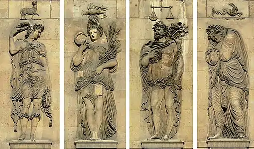 The Four Seasons by Jean Goujon, decorating the facade of the Musée Carnavalet (1547)